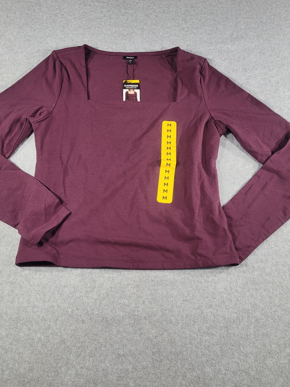 Express Women's Long Sleeve Square Neck Top - Plum